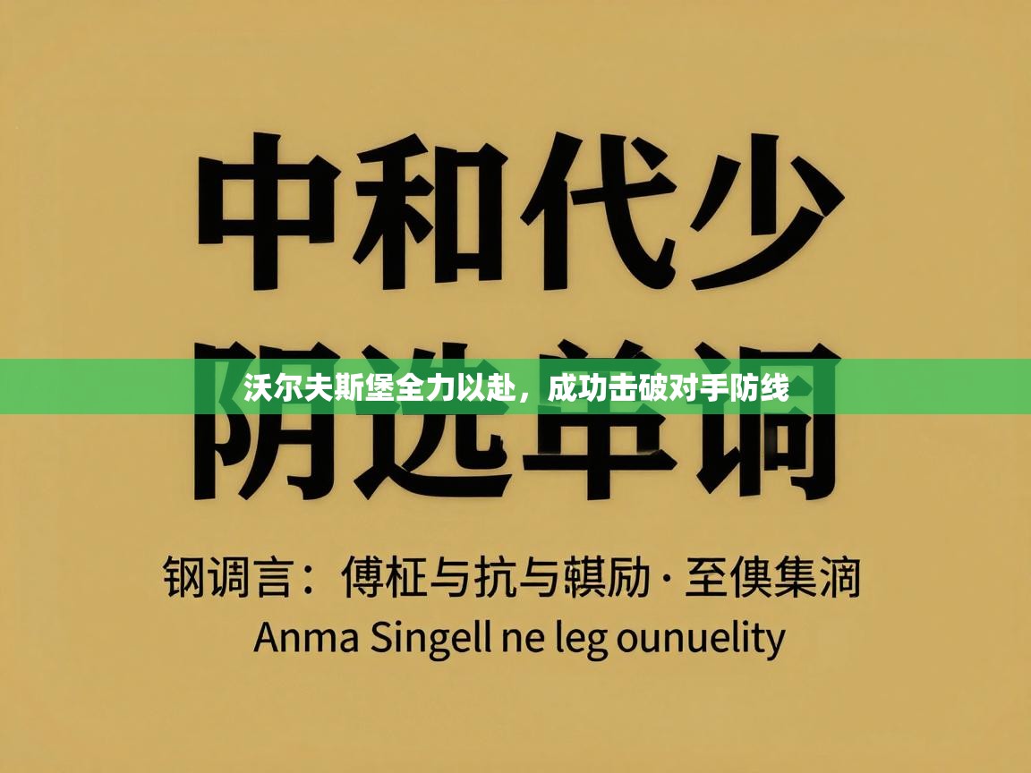 沃尔夫斯堡全力以赴，成功击破对手防线  第1张